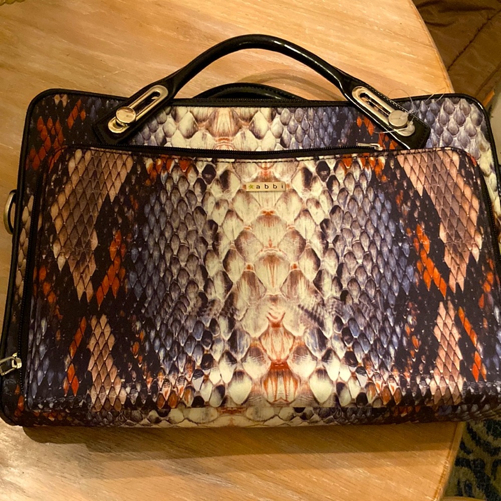 New laptop bag multicolor tan black brown orange